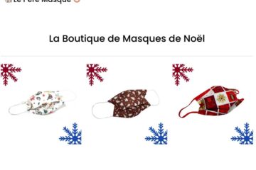 Le Père Masqué : des masques en tissu grand public au motif de Noël, fabriqués par des artisans français