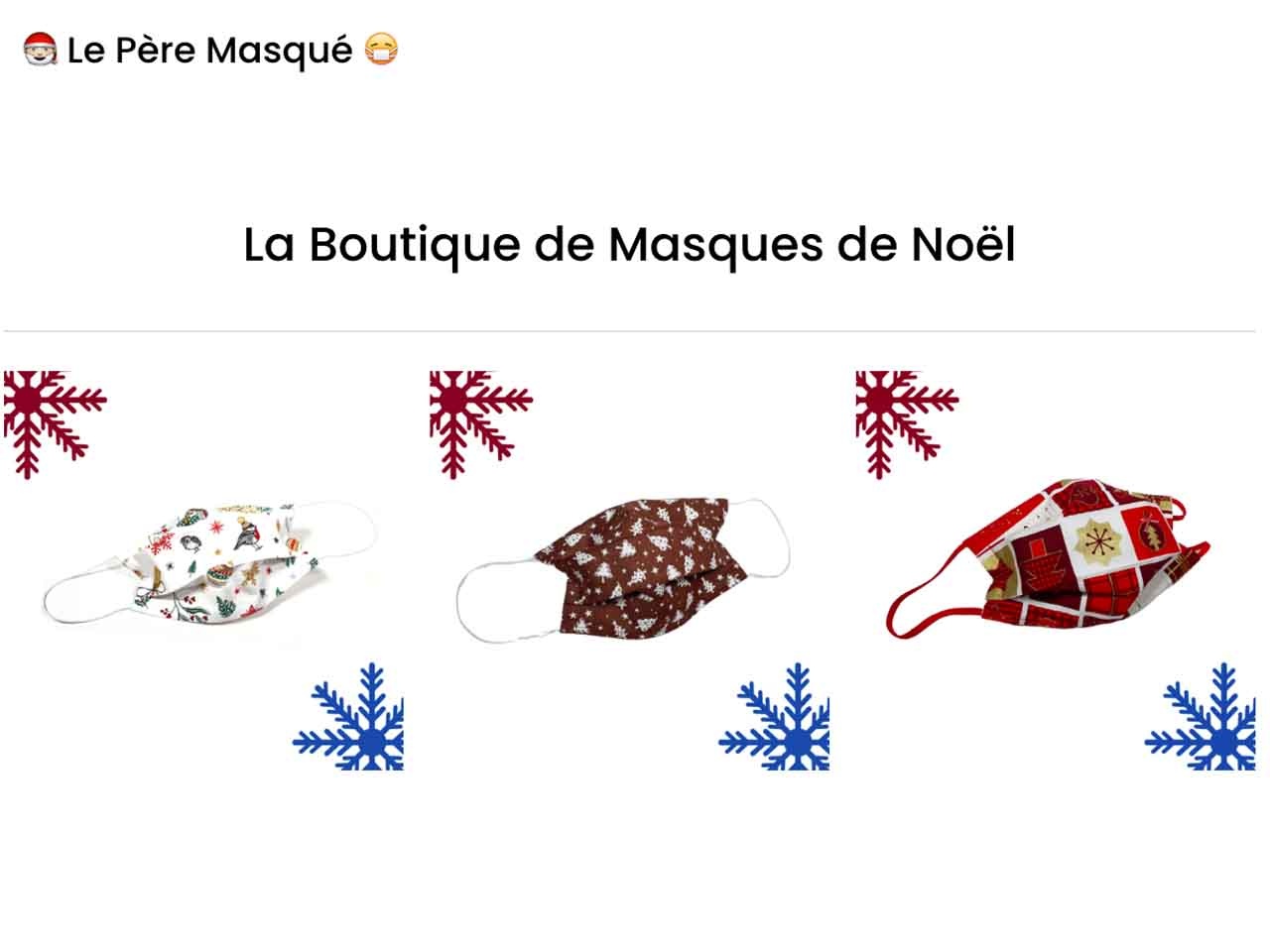 Le Père Masqué : des masques en tissu grand public au motif de Noël, fabriqués par des artisans français