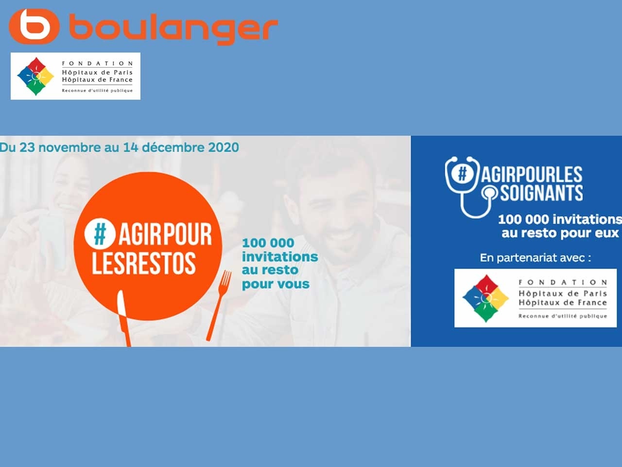 Boulanger lance 2 opérations : #AGIRPOURLESRESTOS & #AGIRPOURLESSOIGNANTS